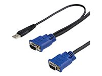 StarTech.com 10 ft Ultra Thin USB VGA 2-in-1 KVM Cable - VGA KVM Cable - USB KVM Cable - KVM Switch Cable (SVECONUS10) - Video/USB-kabel - USB, HD-15 (VGA) (hane) till HD-15 (VGA) (hane) - 3.05 m - svart - för P/N: CAB831HDU, RACKCONS1908, SV1631DUSBUK, SV565DUTPU, SV565UTPUL, SV831DUSBUK SVECONUS10
