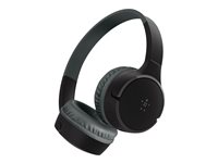 Belkin SoundForm Mini - Hörlurar med mikrofon - på örat - Bluetooth - trådlös, kabelansluten - 3,5 mm kontakt - svart AUD002BTBKV3