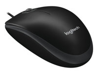 Logitech B100 - Mus - höger- och vänsterhänta - optisk - 3 knappar - kabelansluten - USB - svart 910-003357