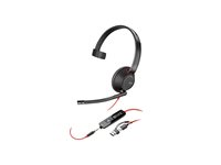Poly Blackwire 5210 - Blackwire 5200 series - headset - på örat - kabelansluten - 3,5 mm kontakt, USB-C - svart - Certifierad för Microsoft-teams, Certifierad för Skype for Buisness, Cisco Jabber-certifierad, Avaya-certifierad, Works With Chromebook Certified, Zoomcertifierad, UC-certifierad 8X230AA