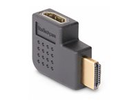 StarTech.com Right Angle HDMI 2.0 Adapter, 90-Degree HDMI Port Saver, M/F - High Speed - HDMI-adapter - HDMI hane till HDMI hona högervinklad - svart - 4K60Hz stöd, dubbelriktad, passiv HDMI2HDMIMFRA