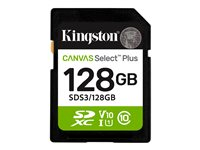 Kingston Canvas Select Plus - Flash-minneskort - 128 GB - Video Class V10 / UHS-I U1 / Class10 - SDXC UHS-I SDS3/128GB