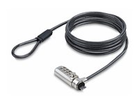 StarTech.com Slim Lock K-Slot Compatible, 6.6ft Combination Locking Cable - Lås för säkerhetskabel - svart & silver - 2 m - TAA-kompatibel SSTDC4D-LAPTOP-LOCK