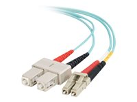 C2G LC-SC 10Gb 50/125 OM3 Duplex Multimode PVC Fiber Optic Cable (LSZH) - Nätverkskabel - SC-läge (multi-mode) (hane) till LC multiläge (hane) - 2 m - 2 m - fiberoptisk - duplex - 50/125 mikron - OM3 - halogenfri - havsblå 85532