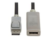 Eaton Tripp Lite Series DisplayPort Extension Cable with Active Repeater and Latching Connector (M/F), 4K 60 Hz, HDR, 4:4:4, HDCP 2.2, 20 ft. (6.1 m), TAA - DisplayPort-kabel - TAA-kompatibel - DisplayPort (hane) till DisplayPort (hona) - DisplayPort 1.2 - 6.1 m - passiv, 4K60Hz stöd, aktiv förstärkare, guldpläterade kontakter - grå, svart P579-020-4K6