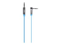 Belkin MIXIT Aux Cable - Ljudkabel - mini-phone stereo 3.5 mm hane till mini-phone stereo 3.5 mm hane - 91 cm - blå - platt, 90° anslutning AV10128CW03-BLU