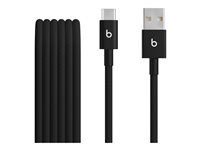 Beats - USB-kabel - USB (hane) till 24 pin USB-C (hane) - USB 2.0 - 1.5 m - flätad kabel, förstärkt design, USB Fast Charge (15W) - bultsvart MDGG4ZM/A