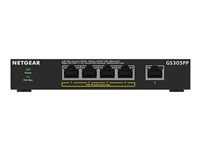NETGEAR 300 Series GS305PP - Switch - SOHO - ohanterad - 5 x 10/100/1000 (4 PoE+) - skrivbordsmodell, väggmonterbar - PoE+ (83 W) GS305PP-300EUS