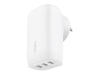 Belkin BoostCharge - Strömadapter - PPS-teknik - 67 Watt - 3.25 A - Strömmatning 3.1, PD 3.0, Fast Charge - 3 utdatakontakter (USB-C) - vit WCC002VFWH