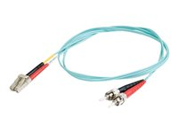 C2G LC-ST 10Gb 50/125 OM3 Duplex Multimode PVC Fiber Optic Cable (LSZH) - Nätverkskabel - ST-läge (multi-mode) (hane) till LC multiläge (hane) - 15 m - fiberoptisk - duplex - 50/125 mikron - OM3 - halogenfri - havsblå 85546