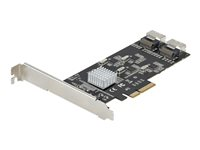 StarTech.com 8-ports SATA PCIe-kort - PCI Express 6 Gbps SATA Expansion-kortadapter med 4 värdkontroller - SATA PCIe-kontrollerkort - PCI-e x4 Gen 2 till SATA III - SATA HDD/SSD - Kontrollerkort - SATA 6Gb/s / SAS 6Gb/s - låg profil - PCIe 2.0 x4 - svart 8P6G-PCIE-SATA-CARD