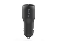 Belkin BOOST UP Dual Car Charger with PPS 37W - Strömadapter för bil - 37 Watt - PD 3.0 - 2 utdatakontakter (USB, USB-C) CCB004BTBK
