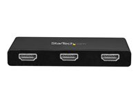 StarTech.com 3-Port Multi Monitor Adapter, USB-C to 3x HDMI Video Splitter, USB Type-C DP 1.2 Alt Mode to HDMI MST Hub, Dual 4K 30Hz or Triple 1080p, Thunderbolt 3 Compatible, Windows Only - Multi Stream Transport (MSTCDP123HD) - Videokort - USB-C hane till HDMI hona - 30 cm - svart - 4K30 Hz (3840 x 2160) stöd - för P/N: TB33A1C MSTCDP123HD