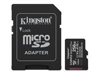 Kingston Canvas Select Plus - Flash-minneskort (SD-adapter inkluderad) - 256 GB - A1 / Video Class V10 / UHS-I U1 / Class10 - mikroSDXC UHS-I SDCS3/256GB