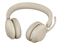 Jabra Evolve2 65 UC Stereo - Headset - på örat - Bluetooth - trådlös - USB-A - ljudisolerande - beige - med laddningsställ 26599-989-988