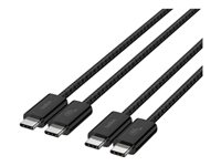 Belkin BoostCharge - USB-kabel - 24 pin USB-C (hane) till 24 pin USB-C (hane) - 1.5 m - USB Power Delivery (60W), flätad kabel - svart (paket om 2) BBD008HQ05BK2PK