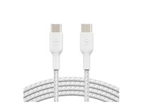 Belkin BoostCharge - USB-kabel - USB-C (hane) till USB-C (hane) - USB 2.0 - 3 A - 2 m - USB Power Delivery (60W), flätad kabel - vit CAB004BT2MWH
