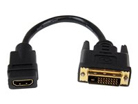 StarTech.com 20 cm HDMI till DVI-D-videokabeladapter - HDMI-hona till DVI-hane - Videokort - HDMI hona till DVI-D hane - 20.32 cm - skärmad - svart - för P/N: CDP2HDMM2MB, DP2HDMM2MB, HDDVIMM3, HDMM1MP, HDMM2MP, HDMM3MP, HDPMM50, MDP2HDMM2MB HDDVIFM8IN